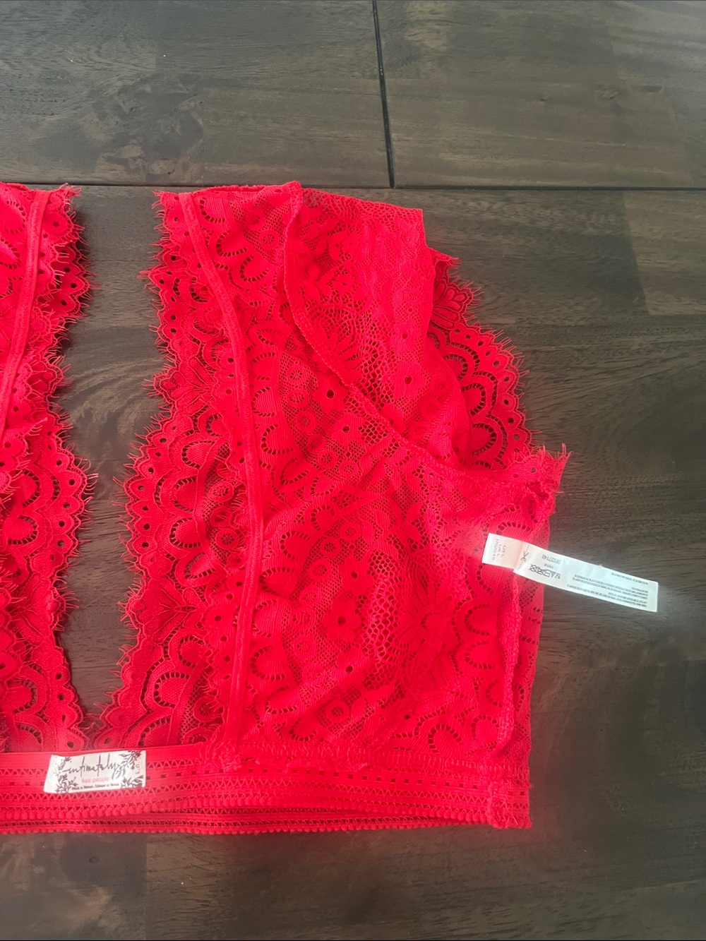 Free People Large Red Lace Plunge Bralette Top free people intimately like new - Picture 12 of 13